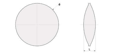 誘電体レンズの径がφ、Lが厚みです。