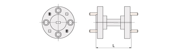 ストレート導波管のフランジを含めた管の長さがLです。