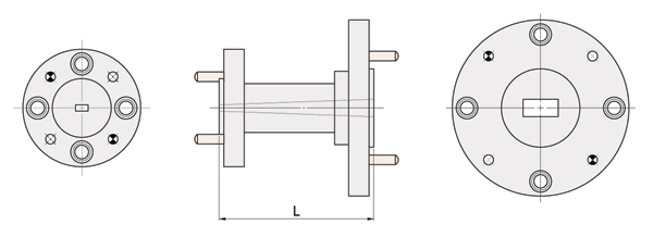 フランジを含めた導波管の長さをLとしており、ご注文の際はご希望の寸法をご指定ください。